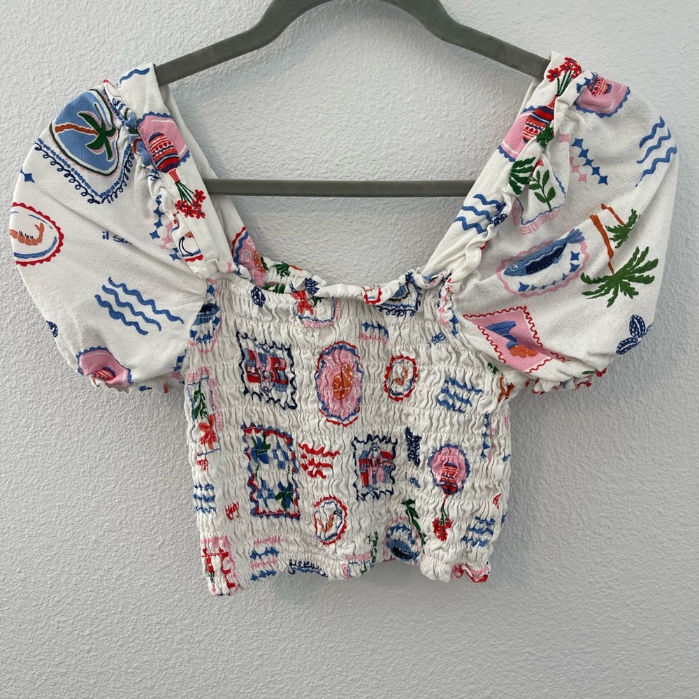 Monteau Multicolor Patterned Crop Top - Picture 2 of 6
